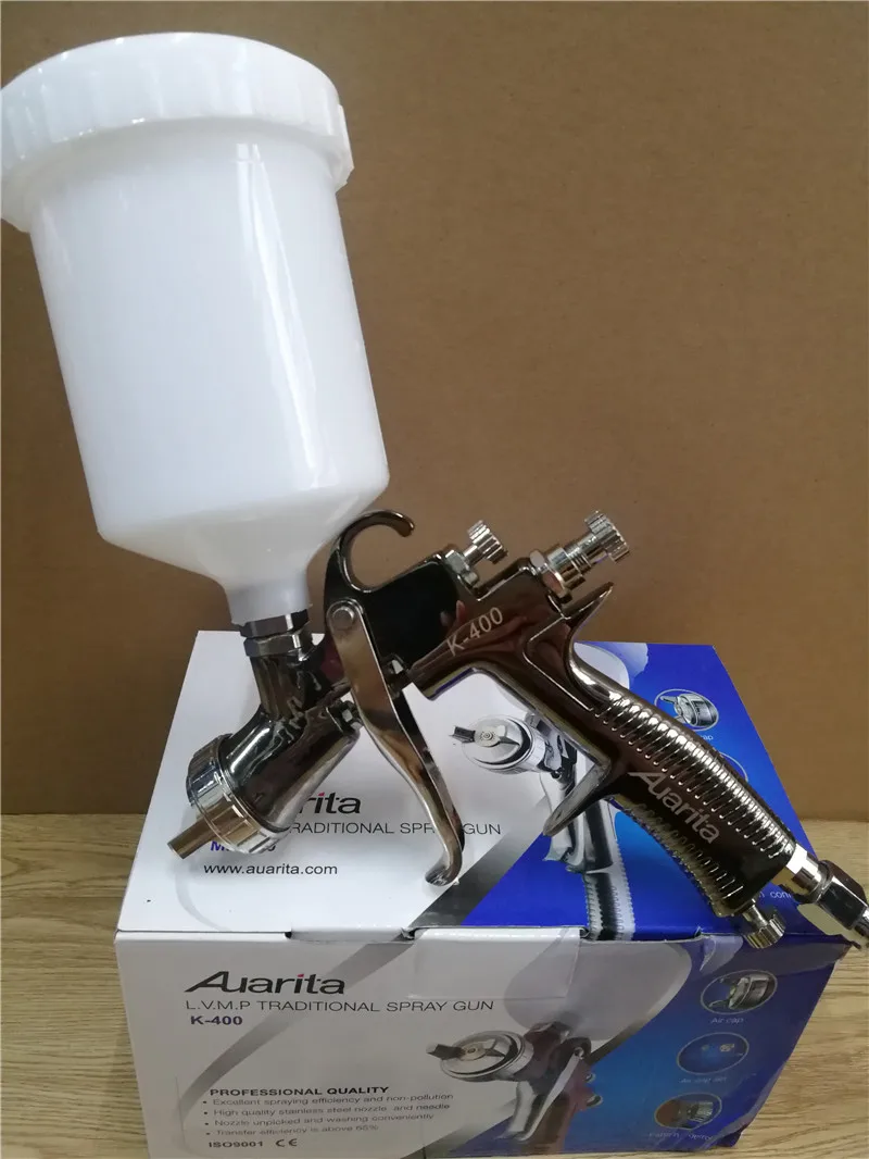 Auarita K-400 نوع تغذية الجاذبية رذاذ طلاء ذو حجم منخفض ومتوسط الضغط g u n 1.4 مم فوهة 600 مل كوب LVMP #2
