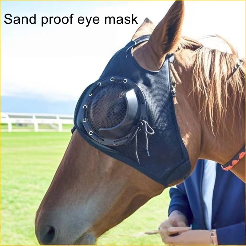 

Horse Racing Eye Mask Horse Tack Windproof Eye Mask Mesh Eye Mask with Sand Protection Horse Head Cover