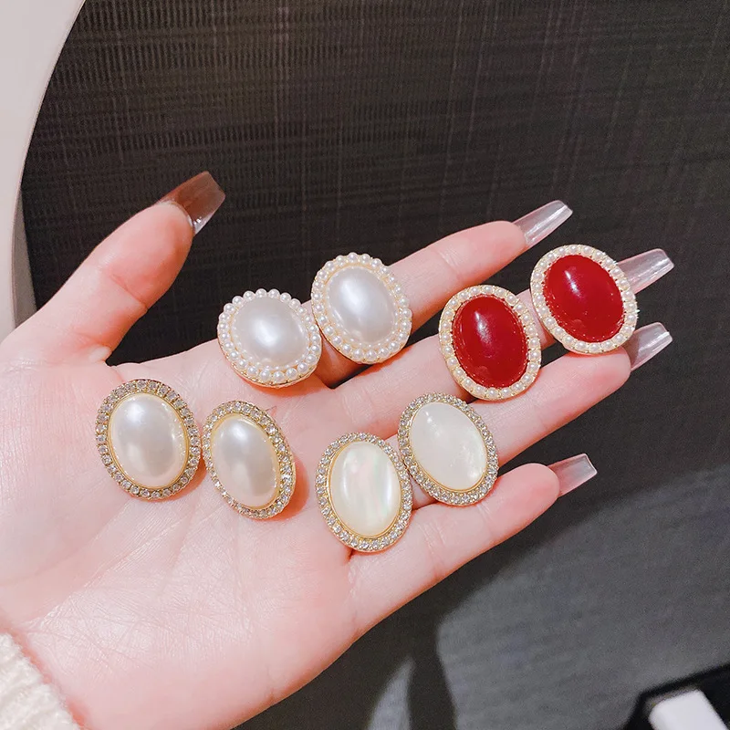 Pearl Earrings Korean Geometric Metal Earrings For Women Simple Fashion Earrings Female Retro Earrings Trend