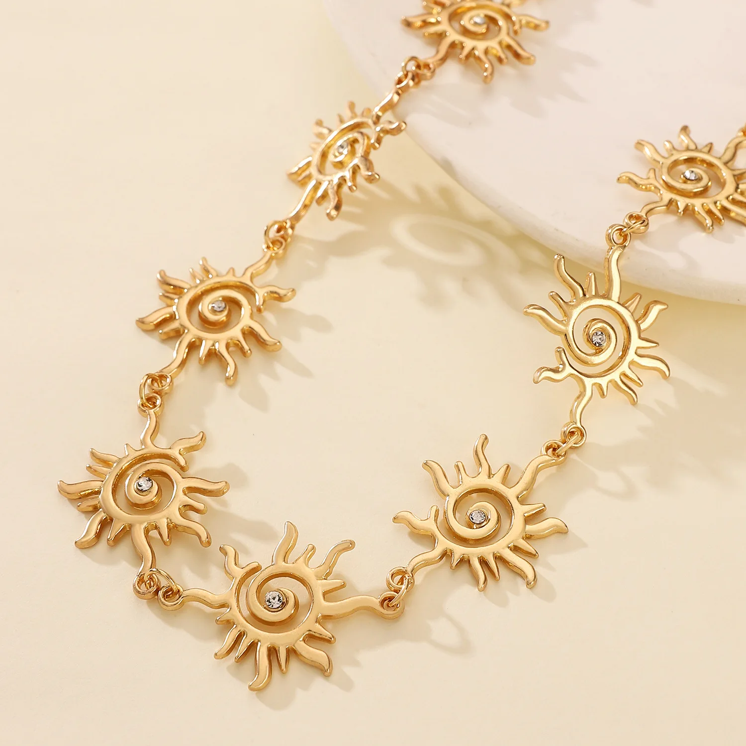 قلادة ذهبية اللون للنساء ، وصلة شمسية ، سبيكة مثيرة ، قلادة قصيرة ، مجوهرات ساحرة ، اتجاه حديث ، إبداعي ، كل المطابقة ، #4