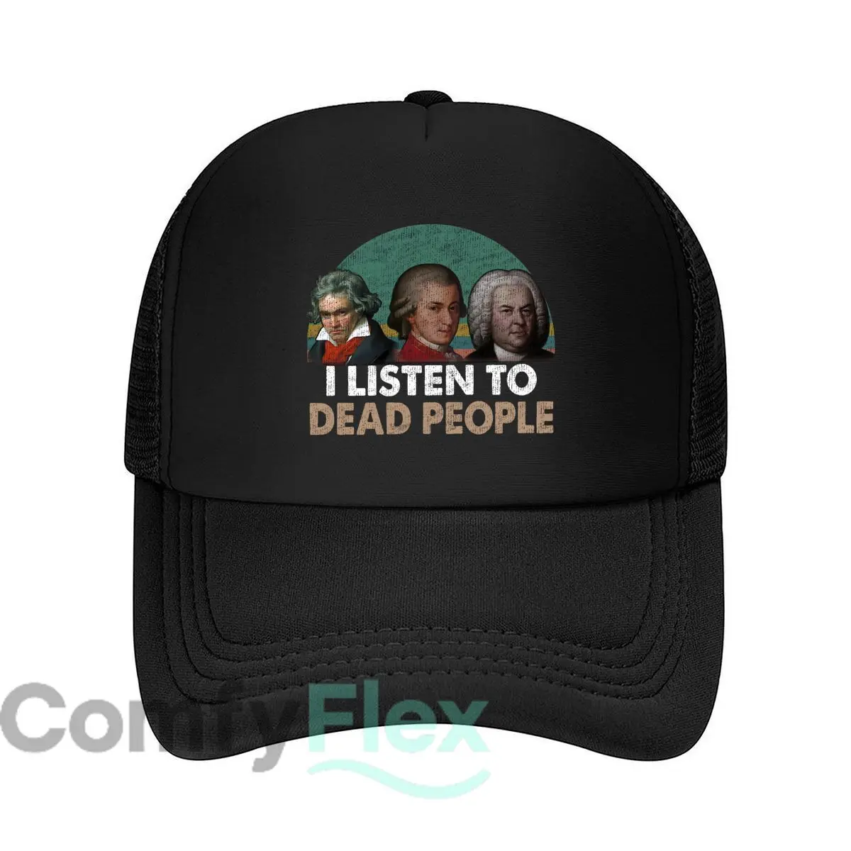 I Listen to Dead People humorously references classical composers and musical appreciation Mesh Baseball Cap