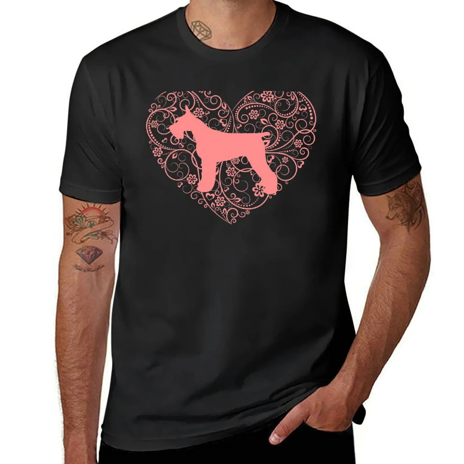 Schnauzer Valentine, Miniature Schnauzer Valentine T-Shirt summer clothes quick drying new edition mens funny t shirts