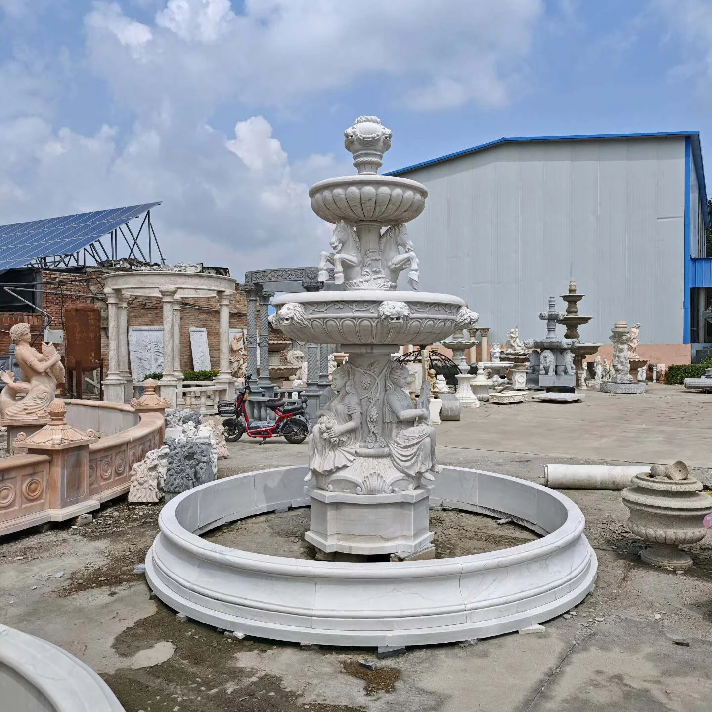 Marble Four Galloping Horses Landscape  Fountain Grand Sculpture Classical Style Customizable Color Size Deposit Only