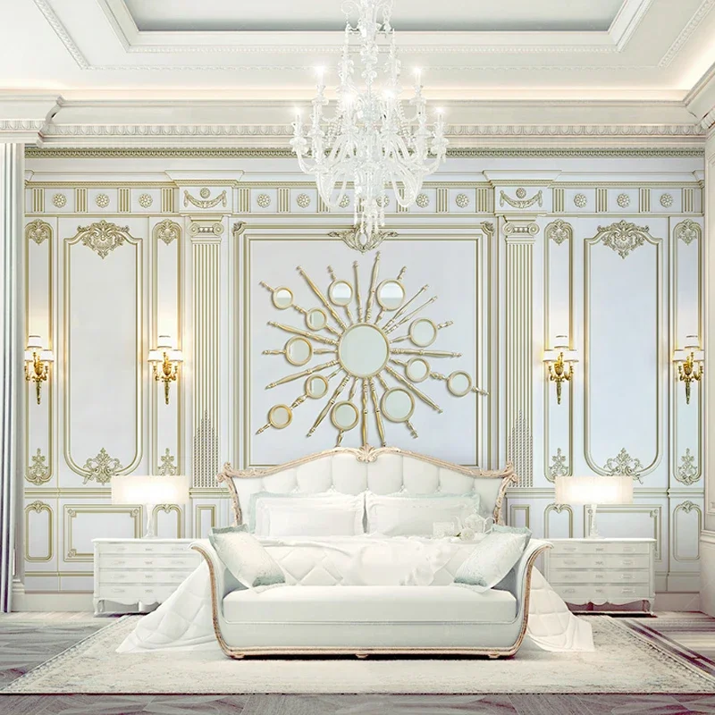 

Custom Any Size 3D Mural Wallpaper European Style 3D Stereo Golden Square Frame Photo Wall Painting Living Room Hotel Wall Paper