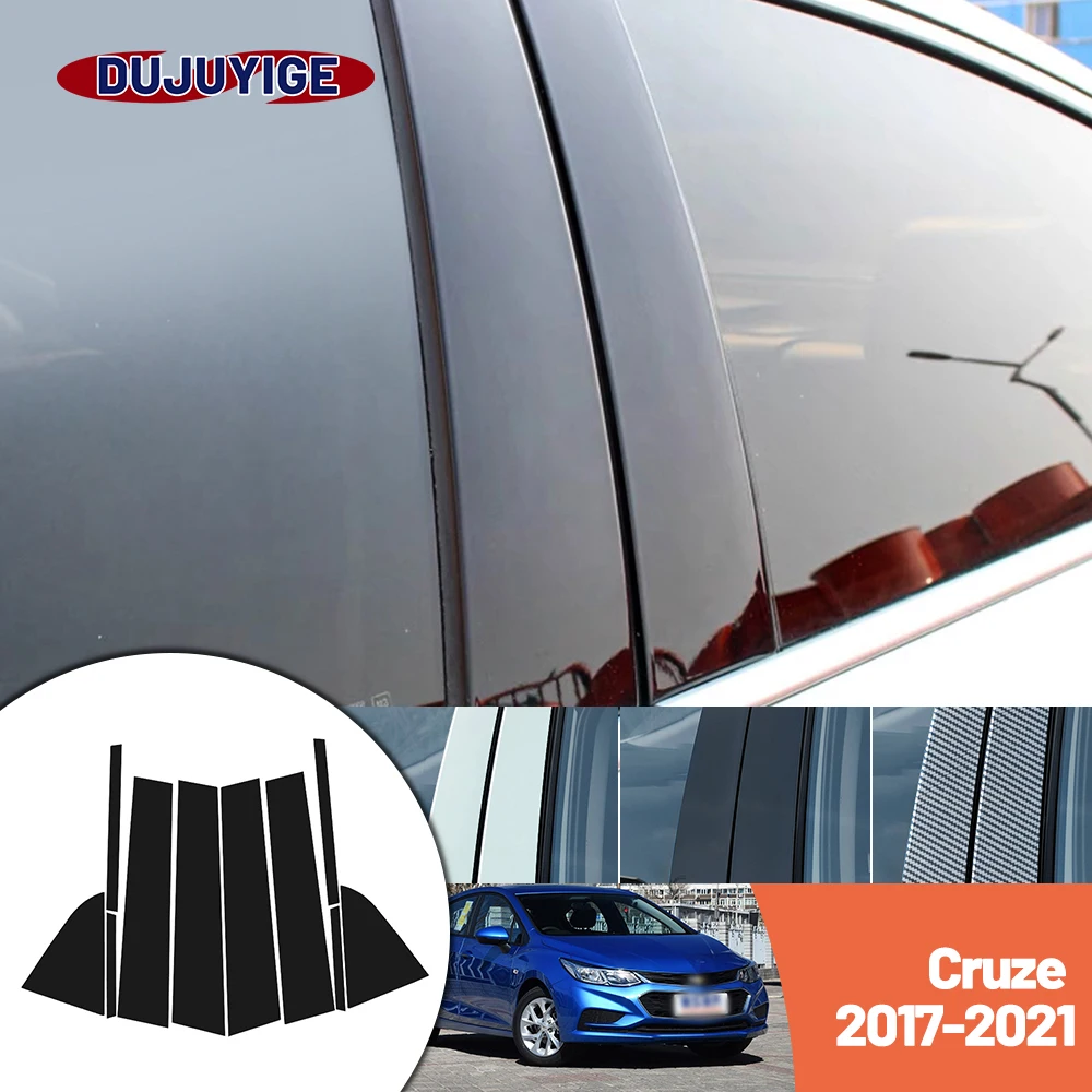 

Bright black carbon fiber door and window B C Pillar sticker suitable For Chevrolet Cruze 2017-2021 2018 2019 2020