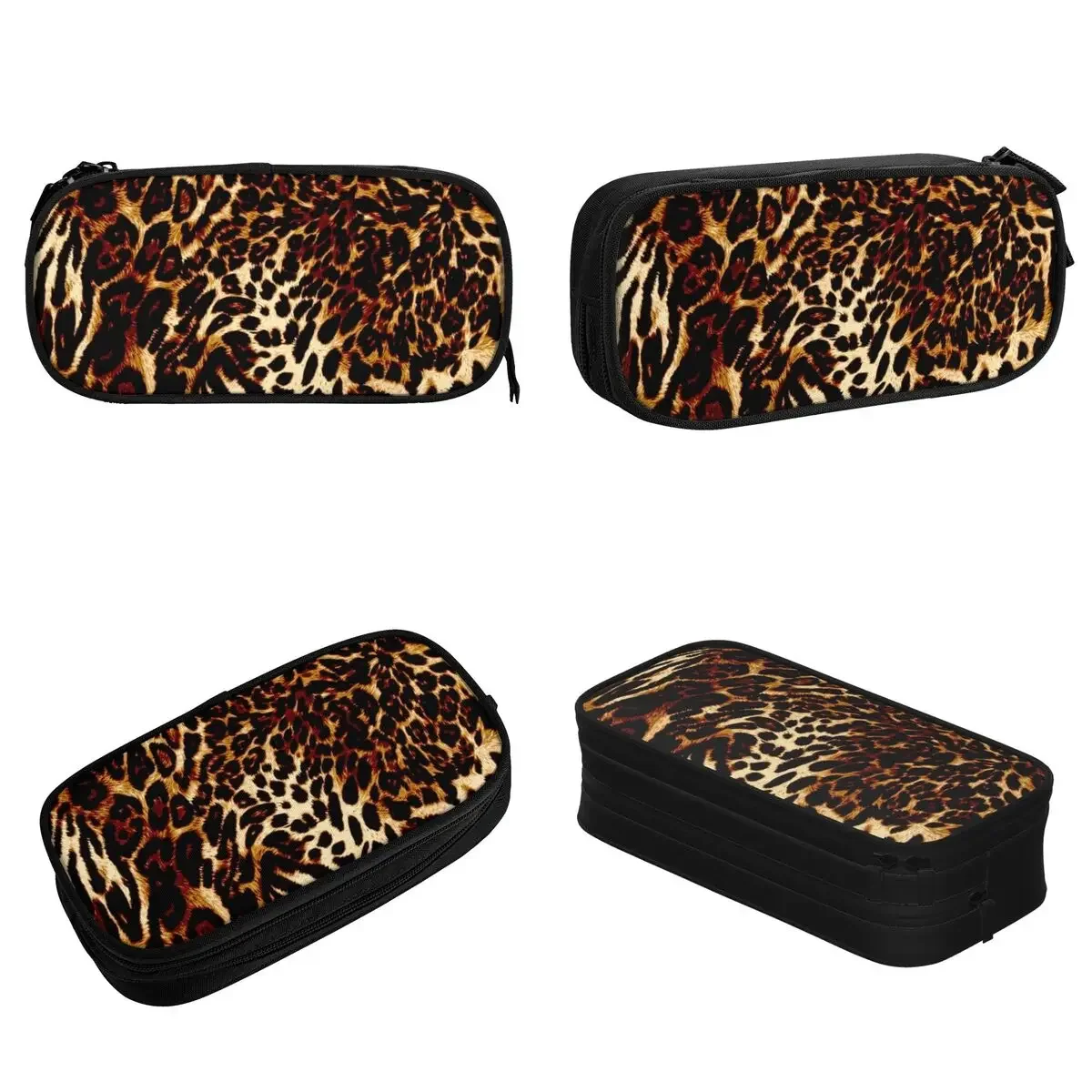 LEOPARD Fine Art Tiger Pencil Cases Abstract Fur Jungle Pencilcases Pen Big Capacity Pencil Bags Students School Stationery