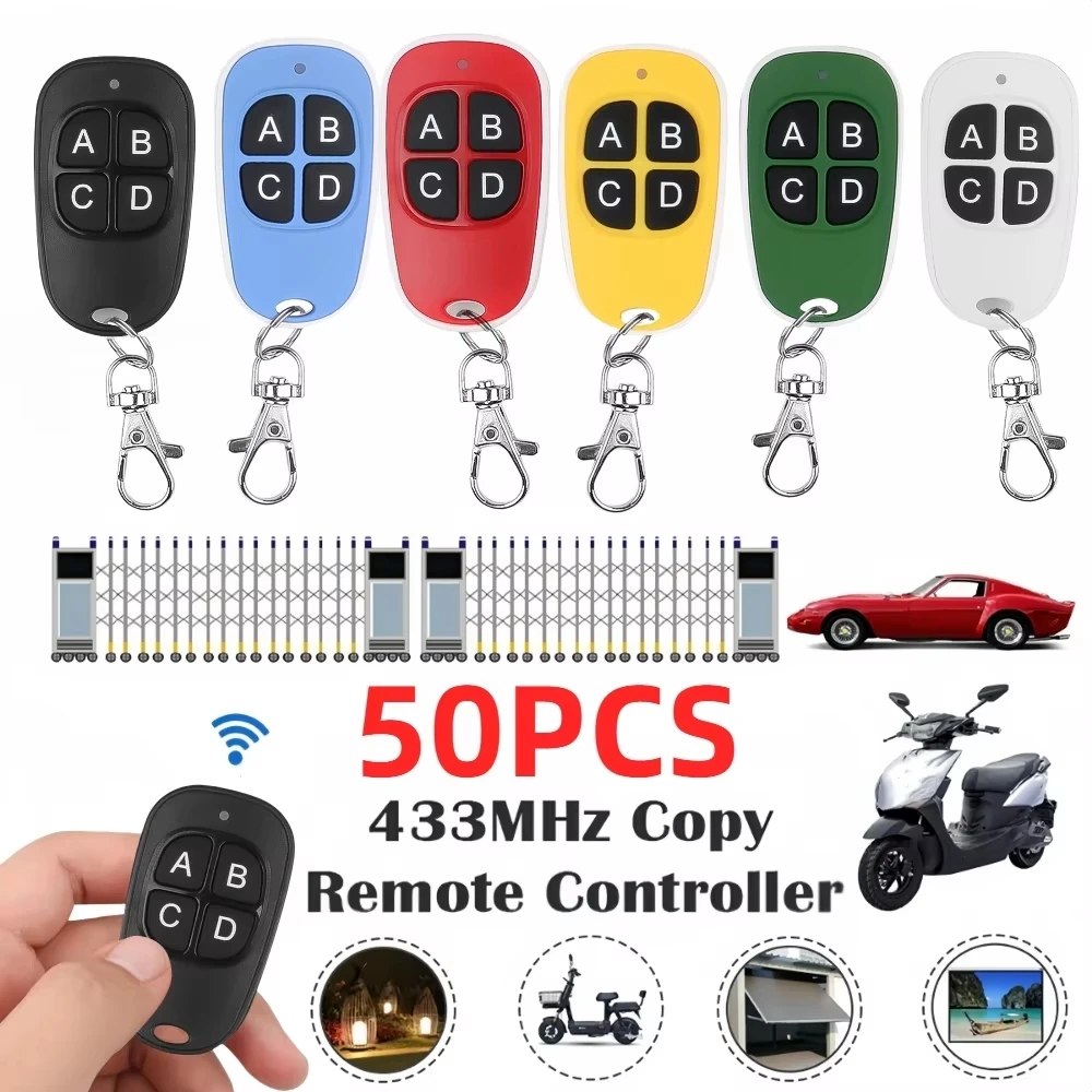 50pcs/lot 433MHz Copy Remote Control Electric Garage Door Opener Remote Control Duplicator Clone Cloning Code Controller