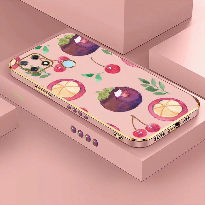 Phone Case For OPPO Realme Narzo 60X 60 Pro 30 30A 50A 50i Prime 20 20A Fashion Fruit Orange Pattern Plating Shockproof Cover