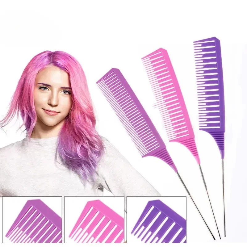 3pcs Hairbrush Hair Styling Combs Tailed Comb Set Coloring Dyeing Comb Salon Tool Sectioning Highlighting Weaving Cutting Comb