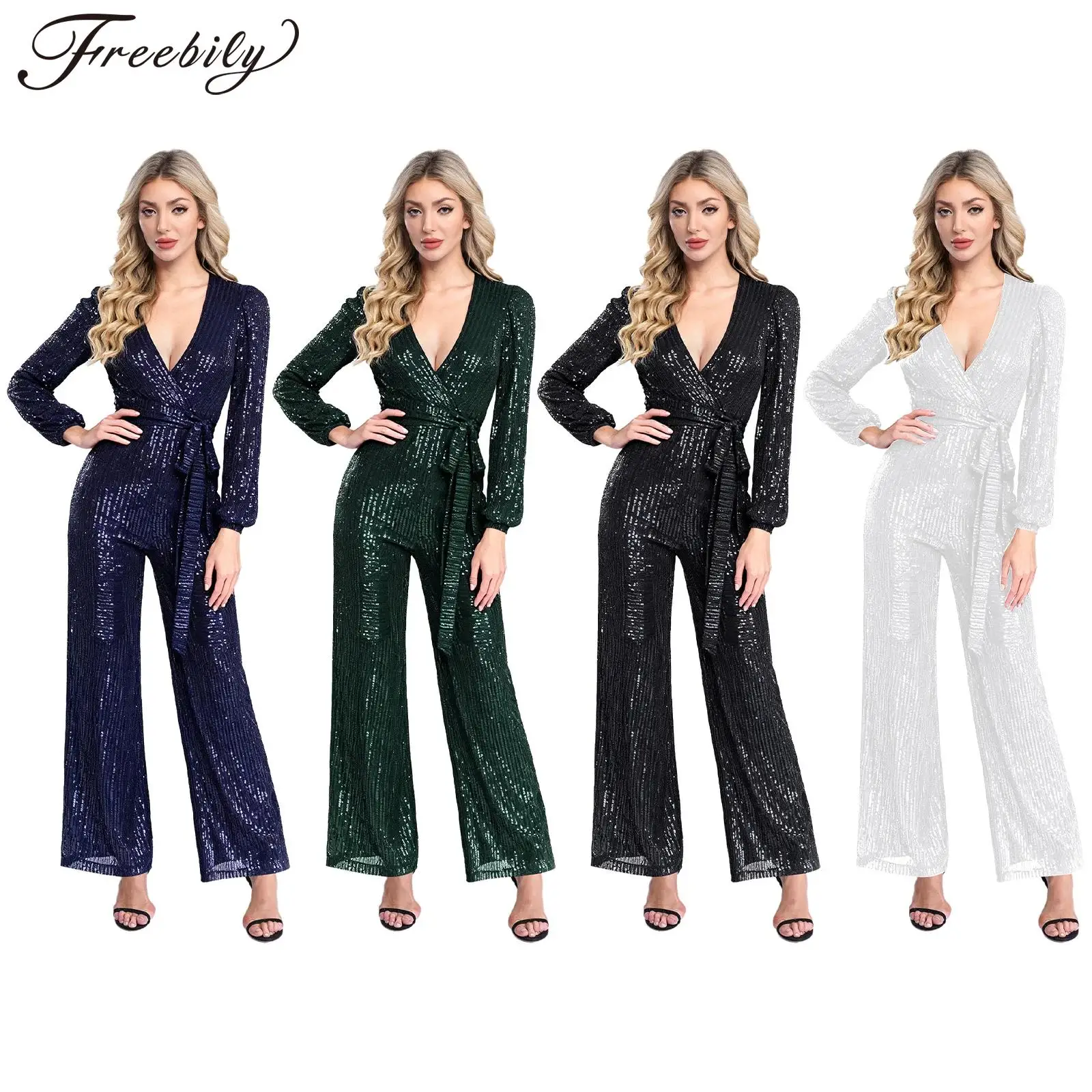 

Женский нарядный танцевальный комбинезон с глубоким v-образным вырезом, блестящий комбинезон для дискотеки, банкета, коктейля, костюмы с блестками, женский комбинезон для ночного клуба