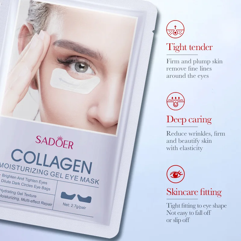 10pcs SADOER Hyaluronic Acid Collagen Face Mask For Forehead Eyes Cheek Moisturizing Firming Hydrating Facial Patches Skin Care