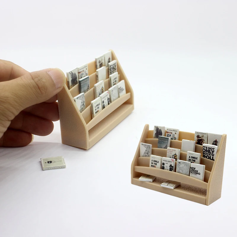 1:12 Dollhouse Mini Book Shelf Books Model Dolls House Display Stand Storage Rack Dollhouse Study Room Furniture Decoration