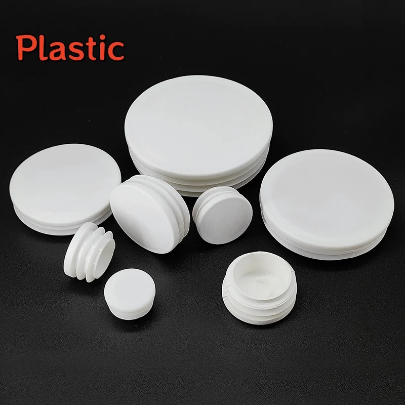 Dia13mm-114mm White Round Plastic Inner Plug Steel Pipe End Blanking Caps Non-Slip Chair Foot Plugs Sealing Cover