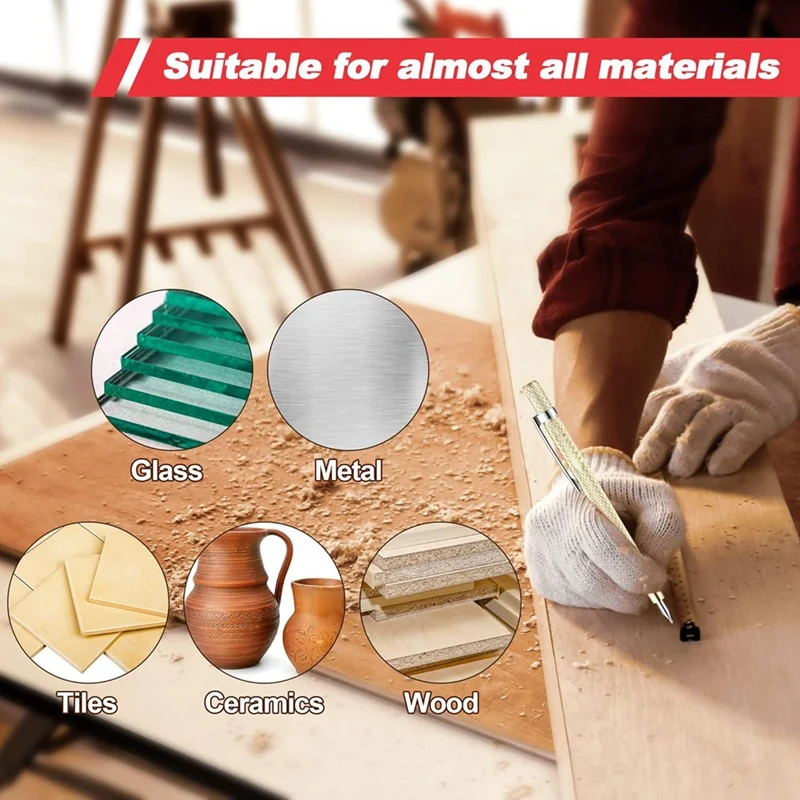 A16R-Mechanical Carpenter Pencils Set With Marker Refills And Carbide Scriber Tool, Solid Deep Hole Woodworking Pencils