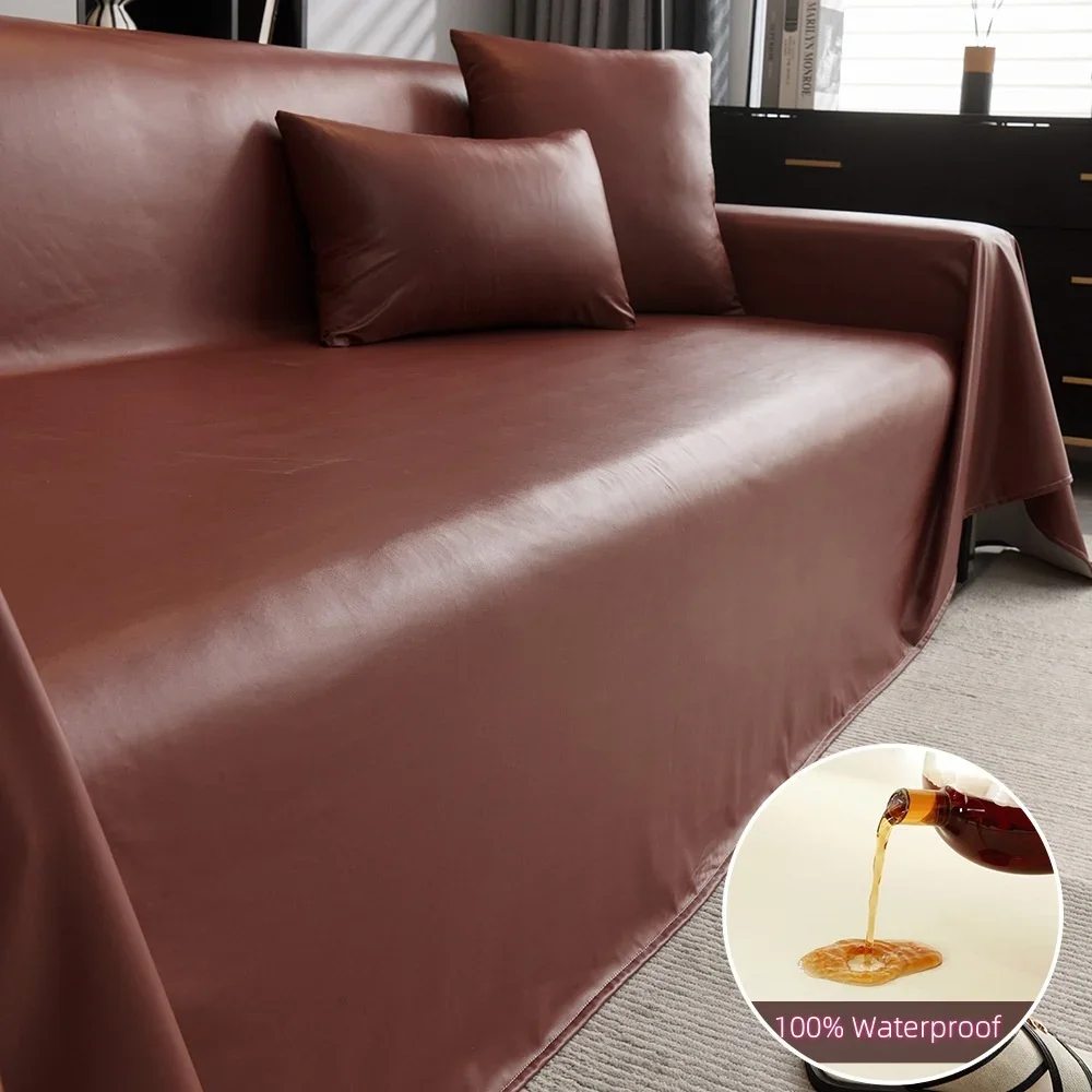 PU Leather 100% Waterproof Sofa Covers Pets Kids Urinary Barrier Armchair Seater Protector Universal Sofa Towel Couch Slipcover