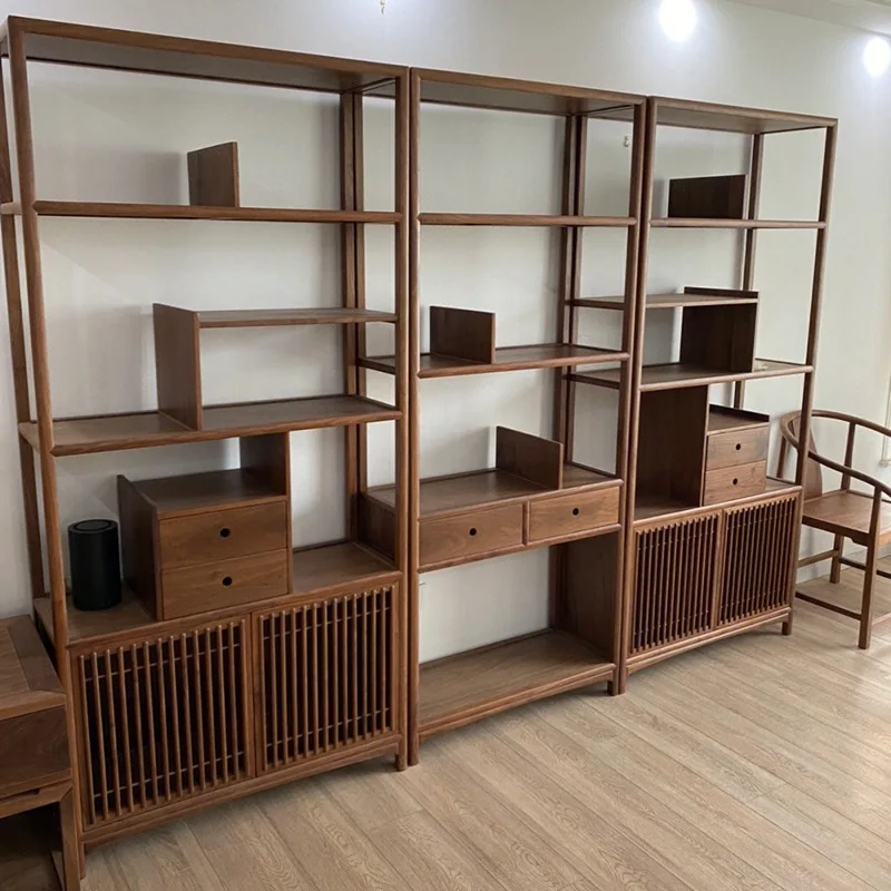 النمط الصيني الجديد، رف بوغو من خشب الجوز الأسود في أمريكا الشمالية، جماليات على طراز الأغنية، خزانة كتب Zen