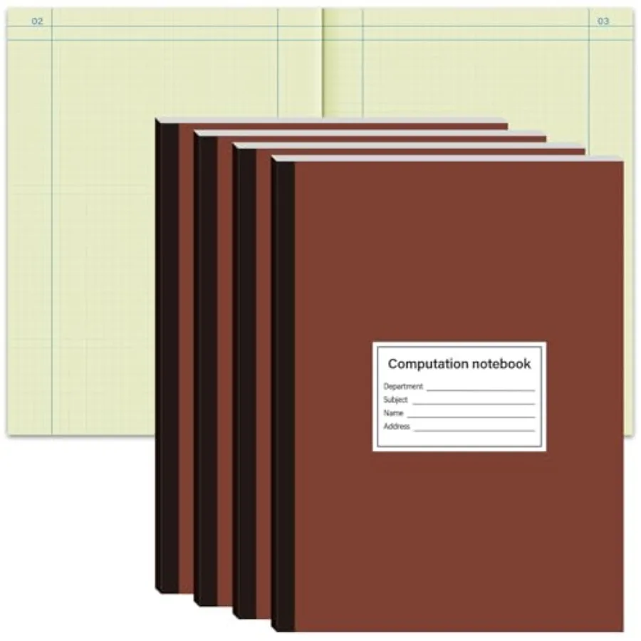 

4 Pcs Computation Notebook 4x4 Quad Ruled, Grid Engineering Notebook Green Paper Lab Notebook for Drawings Planning Engineering
