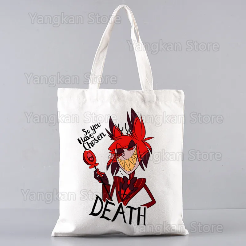 Alastors Shopper Bags for Women Resuable Tote Bag Harajuku Large Capacity Shopping Bag Anime Printing