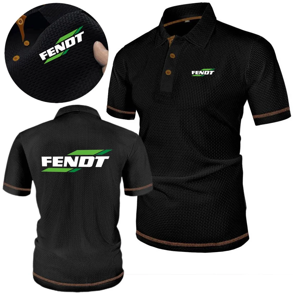 Mens Polo Shirts Tractor FENDT Lapel Tshirt Summer Ice Silk Jacquard Tops New Youth Gym Workout Fitness Runing Sports POLOS