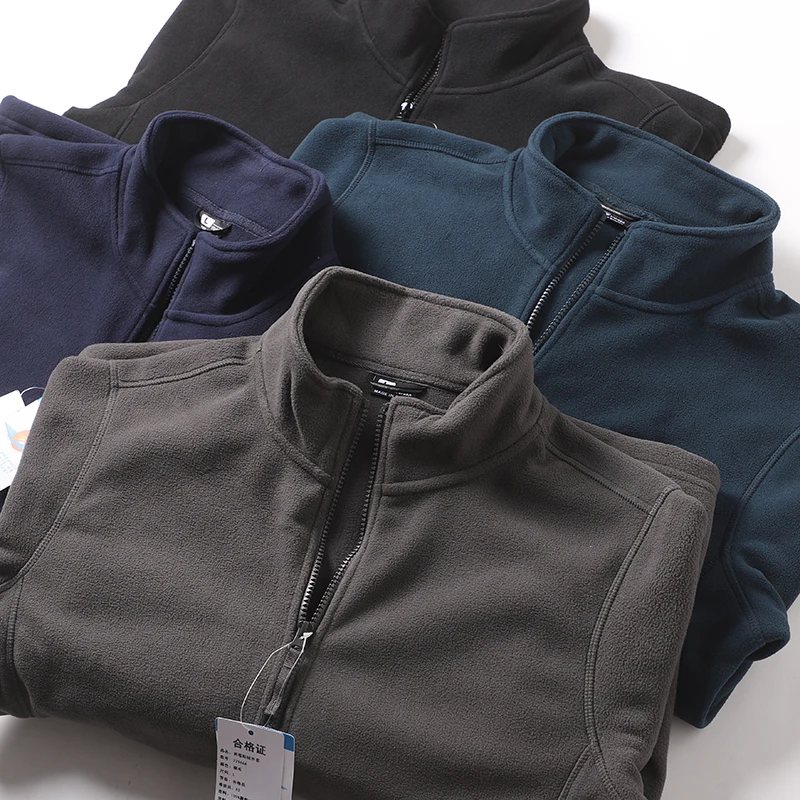 

Антистатический двусторонний флисовый кардиган с воротником-стойкой, молодежный модный осенне-зимний жакет с длинными рукавами на молнии