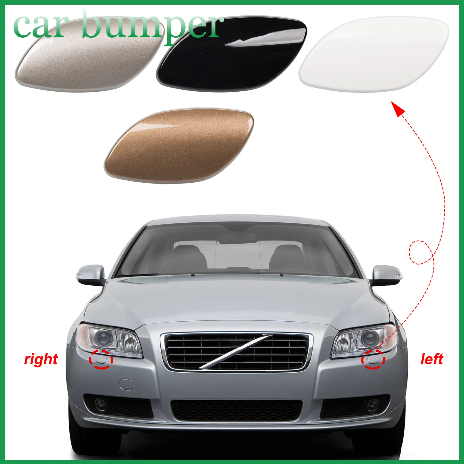 

Front Bumper Headlight Washer Cover For VOLVO S80 Accessories 2007 2008 2009 2010 2011 2012 2013 39870059 39870060 Left Right