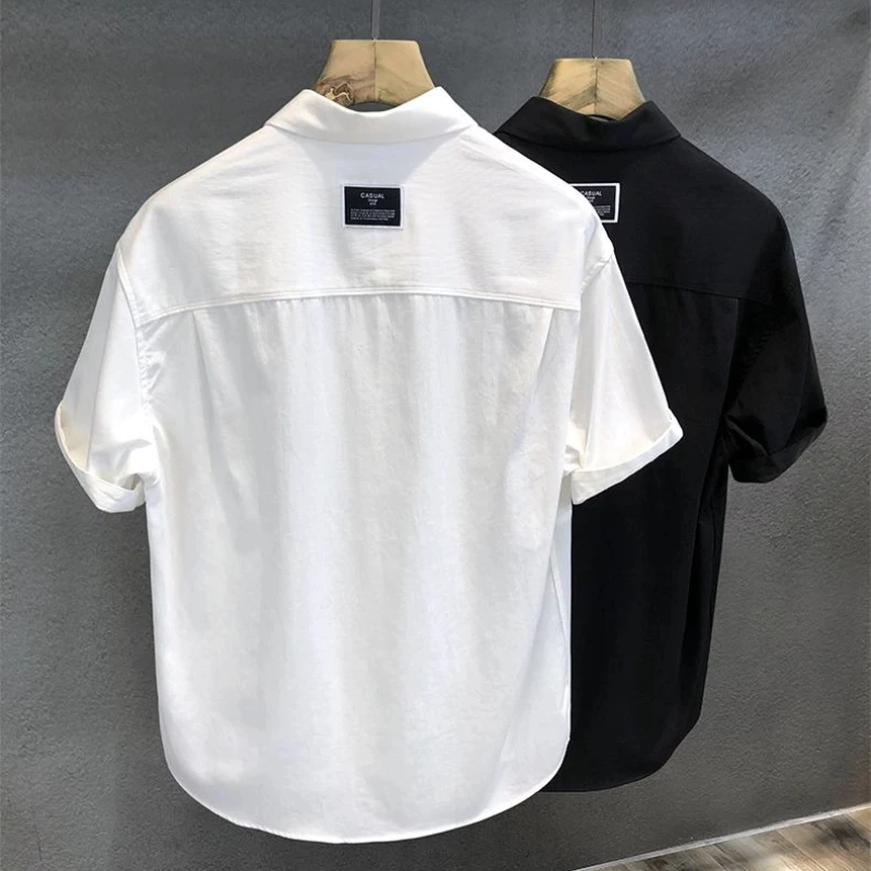 

Plaid Contrast Patchwork Plus Size Vintage Shirt Tops Men's Summer Thin Short Sleeve Trend Blouse Fashion Casual Men Clothing