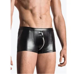 Mens Sexy Opening Crotch Faux Leather Short Pants For Sex Erotic Below Crotchless Underwear Zipper Gothic Fetish Gay Latex Pants