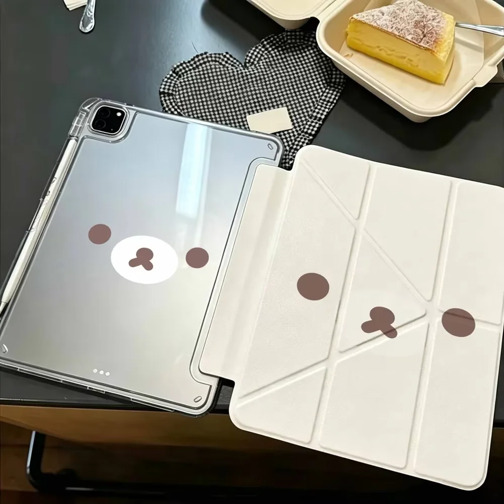 Cute Bear Face Tablet Cover For iPad Pro 11 12.9 13 M4 M5 9.7 10.2 Air 456 Funda for Samsung Tab A8 A9 A11 S6 S7 S8 S9 S11 Cover