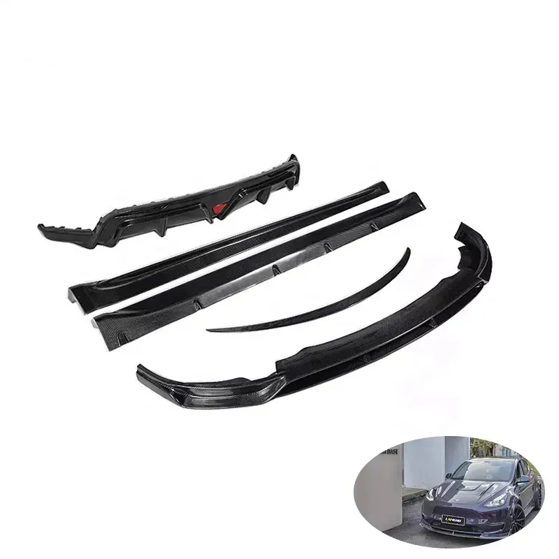 Langyu Car Modification Part Front Lip Carbon Fiber Body Kit Side Skirts Rear Diffuser For Model Y 2019+ Bodykit