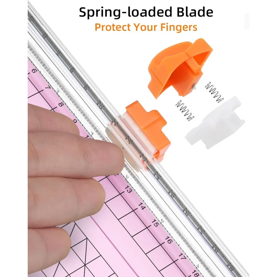 ماكينة تشذيب الورق الصغيرة المستقيمة مقاس A5 باللون الوردي مع مسطرة جانبية لسكرابوكينغ ورق الحرف ملصق القسيمة والبطاقات #5
