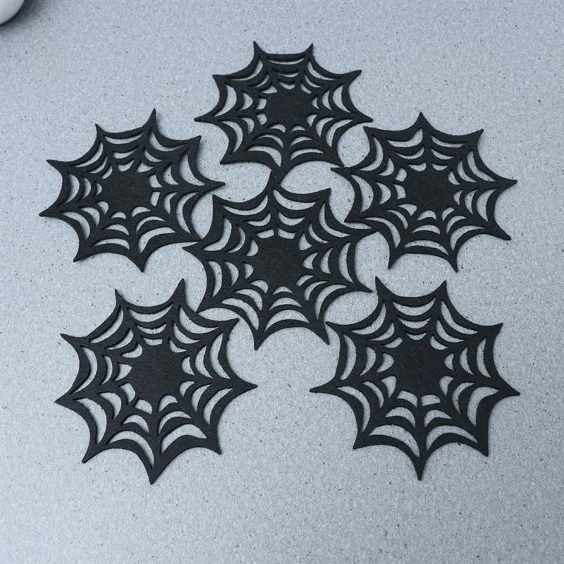 

New Halloween Spider Web Coaster Felt Cloth Insulation Pad Halloween Party Decorations Props Household Hollowed Out Coaster