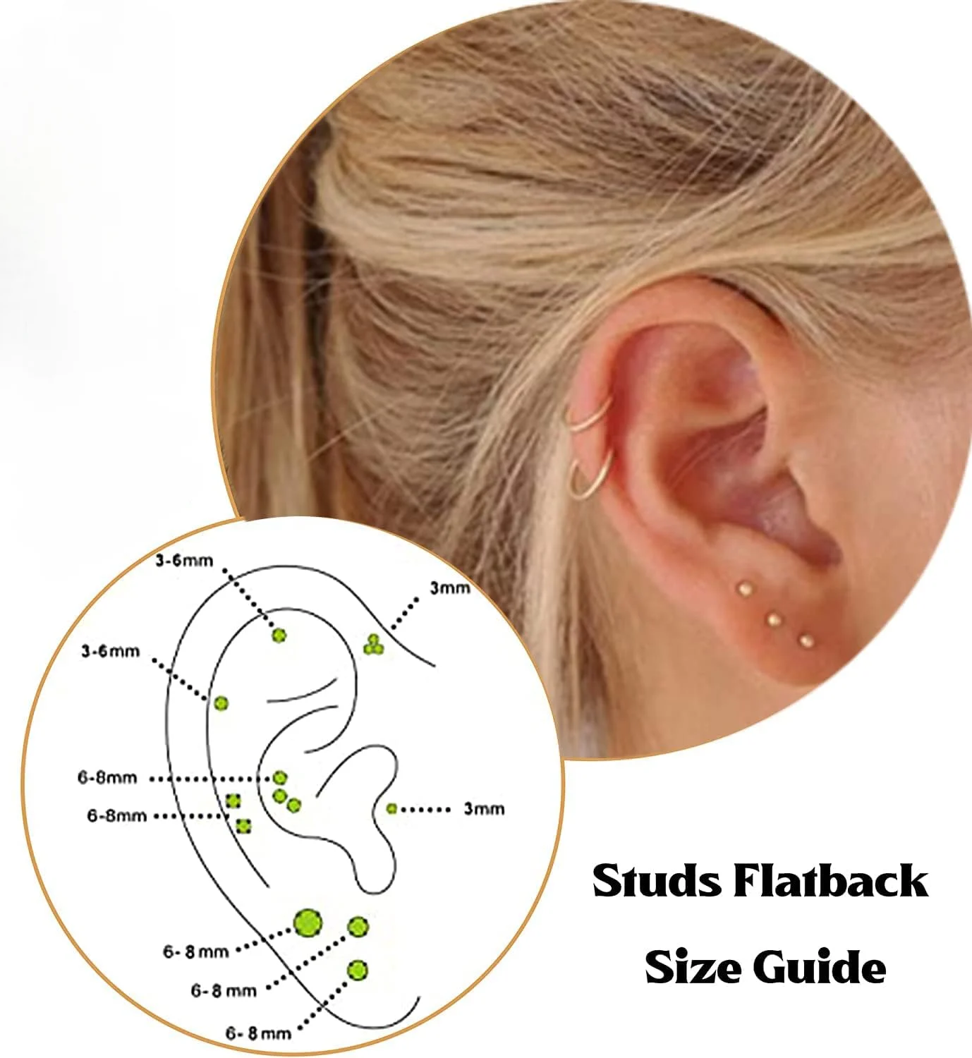 Women's Stainless Steel Stud Earrings, Gold/Silver