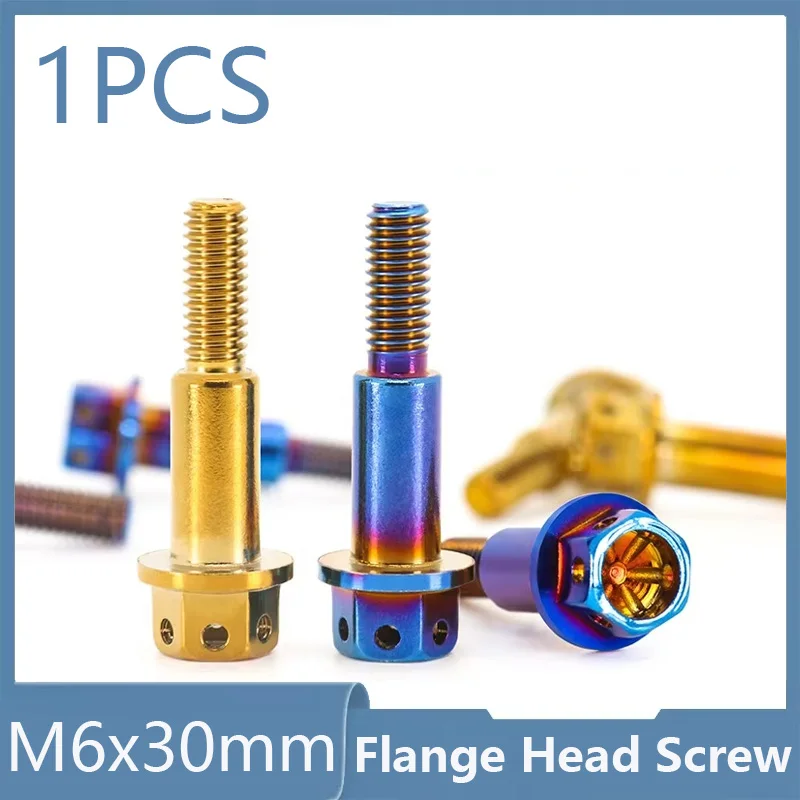 1PCS M6x30mm 304 Stainless Steel Titanium Plated Hexagon Flange Head Screw Bolts for Motorcycle Engine/Exhaust/Brake Calipers