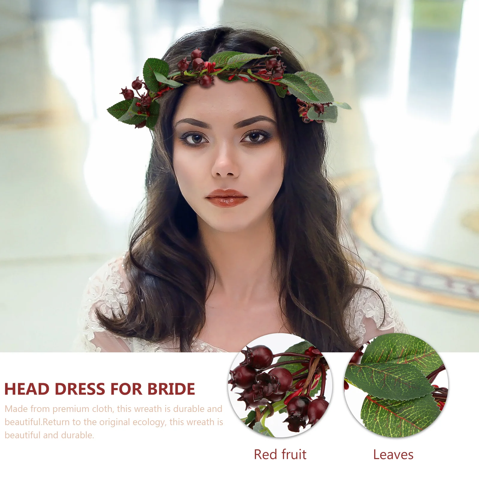 Karangan Bunga Natal Premium Merah Buatan dengan Berry, Hiasan Kepala Pengantin, Dekorasi Pesta Perayaan Pernikahan untuk Rumah, Hotel, Jendela