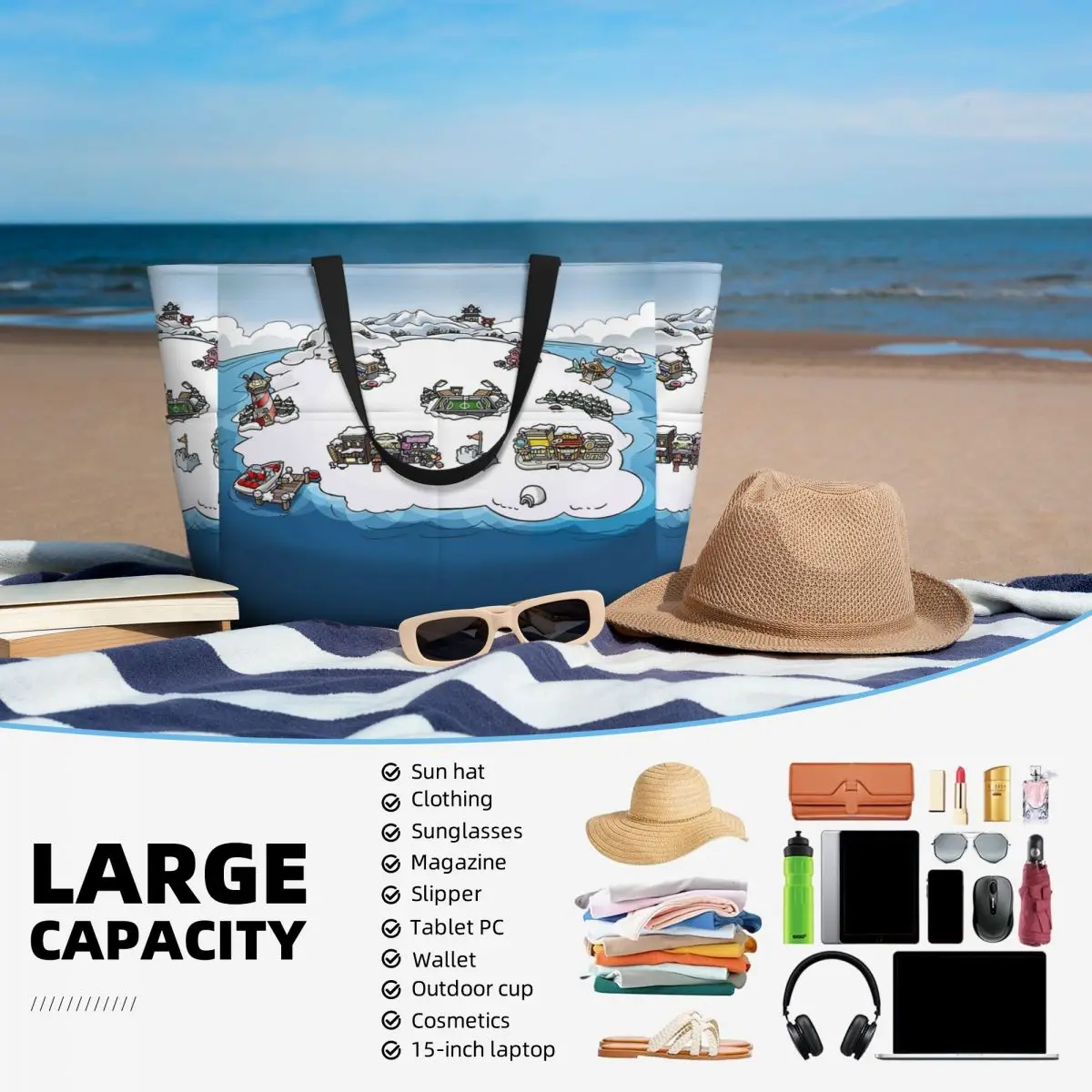 حقيبة حمل على الشاطئ من Club Penguin M، حقيبة رياضية لليوجا واليوجا، حقيبة حمل كبيرة للنساء، حقيبة سفر للياقة البدنية