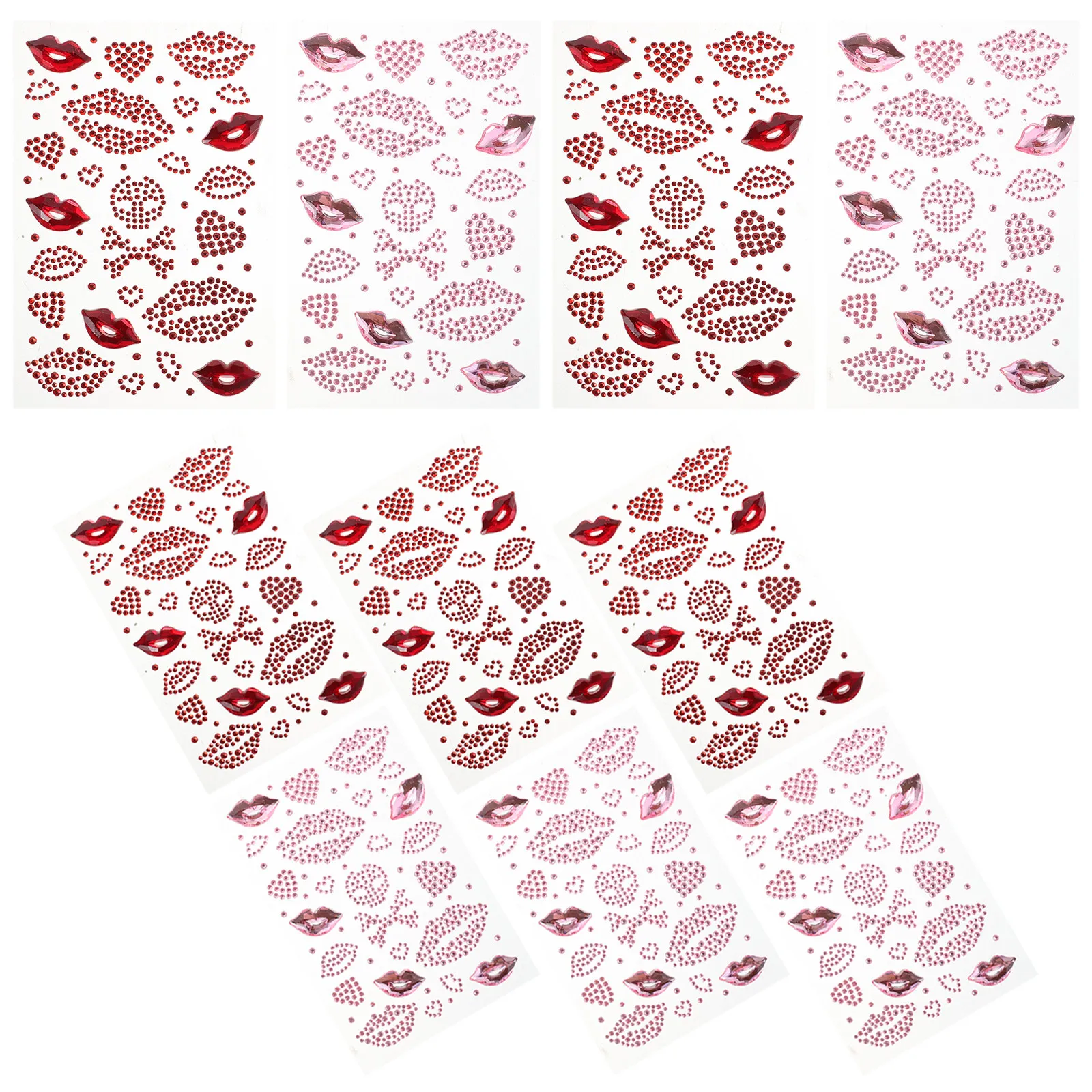 Nail Art Valentines Day - 10 أوراق من ملصقات الشفاه المزينة