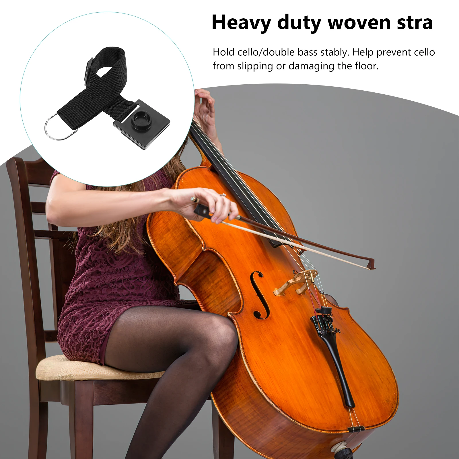 

Anti-Slip Mat 2Cm Wide Woven Strap Adjustable from 40 to 70Cm Non-Slip Cello Endpin Anchor Floor Saver Cello Stop Holder Use