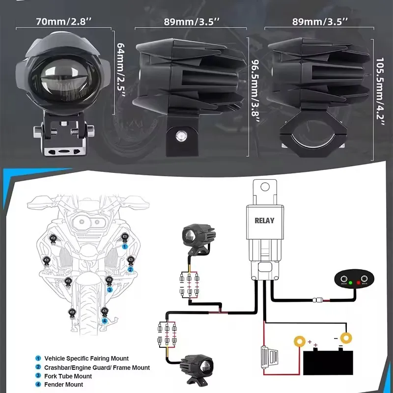 BraveWay LED دراجة نارية المصباح أضواء الضباب على الطرق الوعرة ATV UTV شاحنة 4x4 بمساعدة مصباح أضواء مساعدة 12 فولت 24 فولت