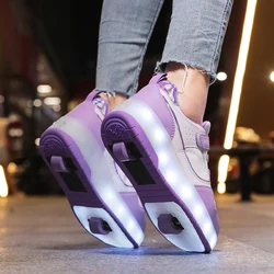 Roller Skating Shoes Kids Outdoor Sport Chlid Snerkers Boys Footwear Girls 2 Wheels Boots Children Toy Gift Game Skate Shoes