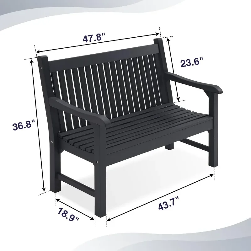 Psilvam Garden Bench, 2-Person Poly Lumber Patio Bench, All-Weather Outdoor Bench That Never Rot, Memorial Bench,Suit for Garden