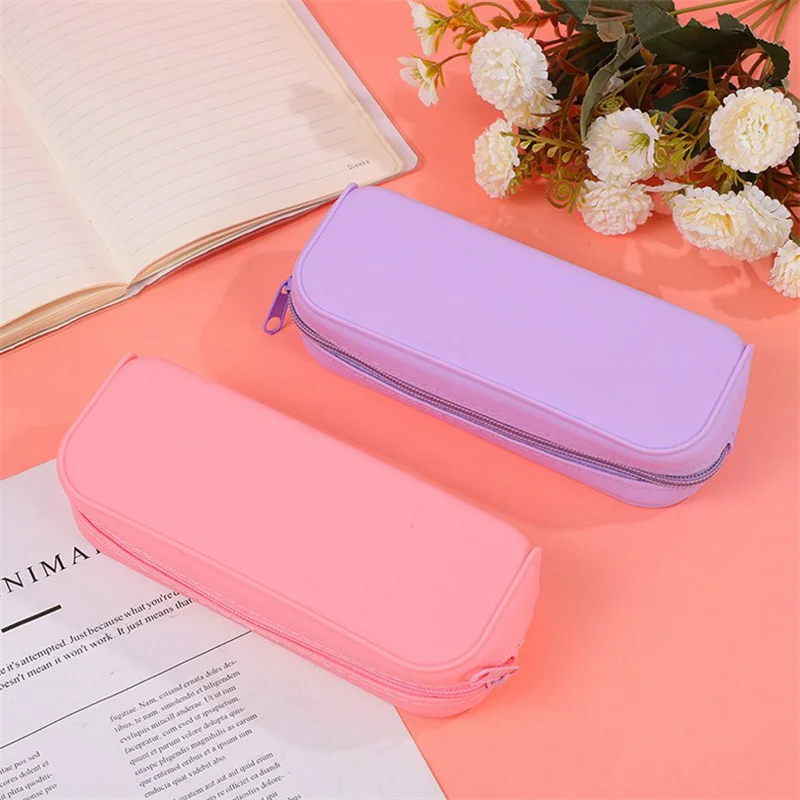 Imagem -04 - Moda Silicone Pencil Case Grande Capacidade Doce Colorido Papelaria Criativa e Minimalista Caneta Estudante