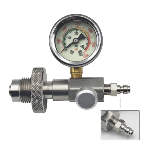 Imagen 2 del producto Estación de llenado HP de buceo HPA, tanque grande a botellas pequeñas con manguera, adaptador de carga de calibre de 6000psi/400bar, conector DIN