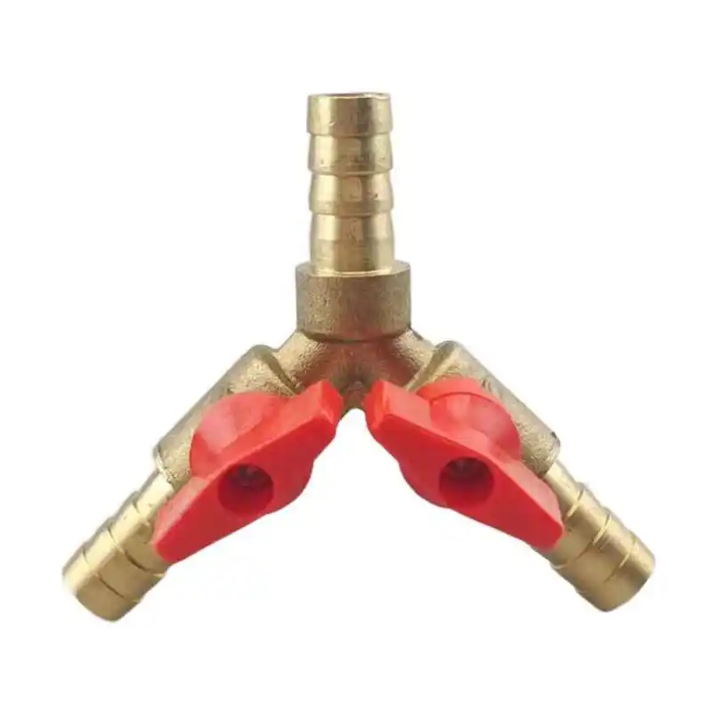 8mm/10mm/12mm Y Type Hose Barb Three 3 Way Brass Shut Off Ball Valve Pipe Fitting Connector Adapter For Fuel Gas Water Oil Air