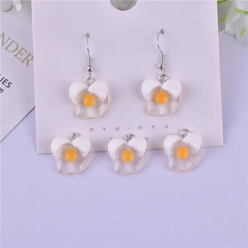 10pcs/pack Cute Mini Fired Egg Food Resin Charms for DIY Earring Jewelry Making