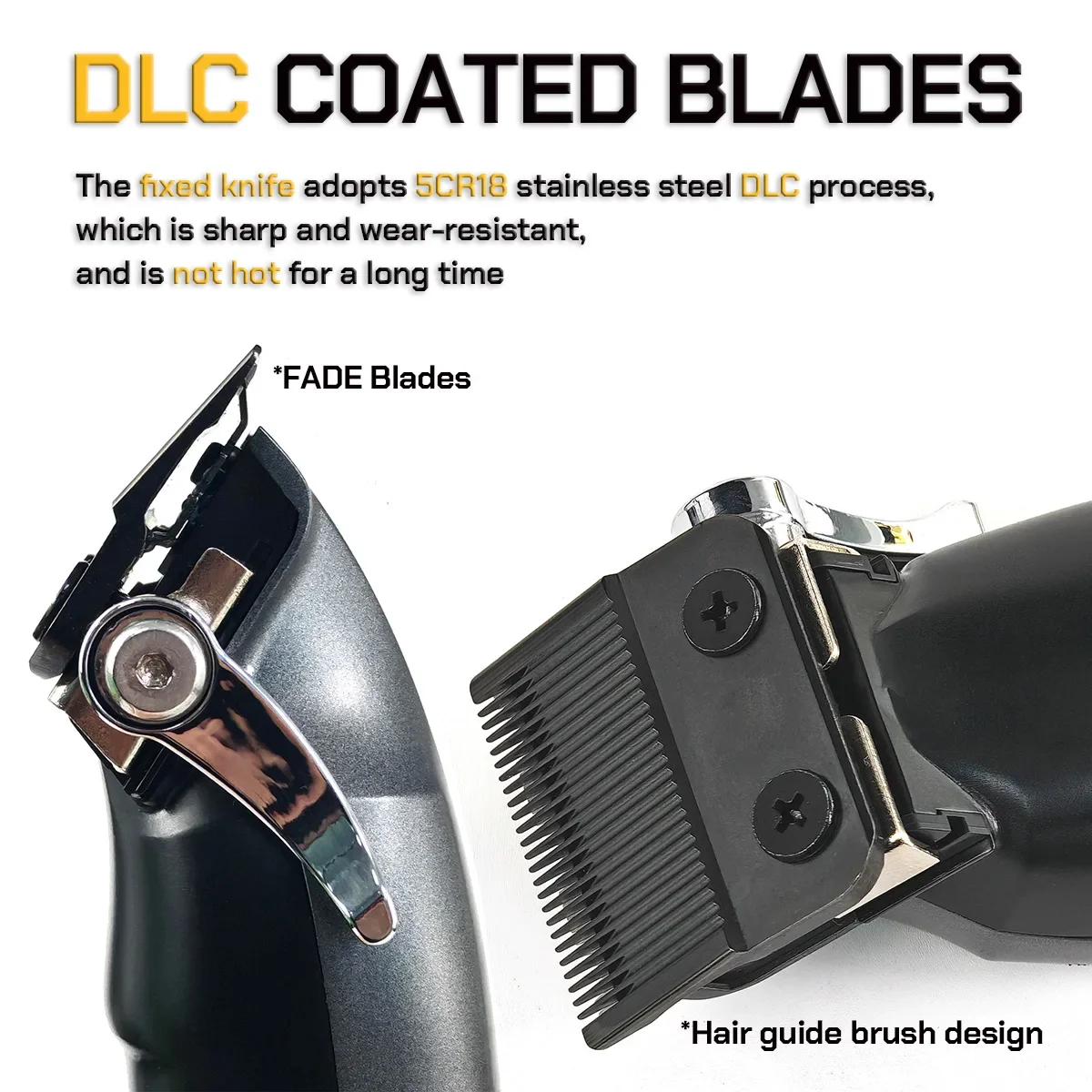 محرك بدون فرشاة 109 ماكينة قص الشعر الاحترافية BRDCLIP 7200 دورة في الدقيقة DLC شفرات مطلية شفرات تتلاشى بطارية 3000 مللي أمبير في الساعة للرجال