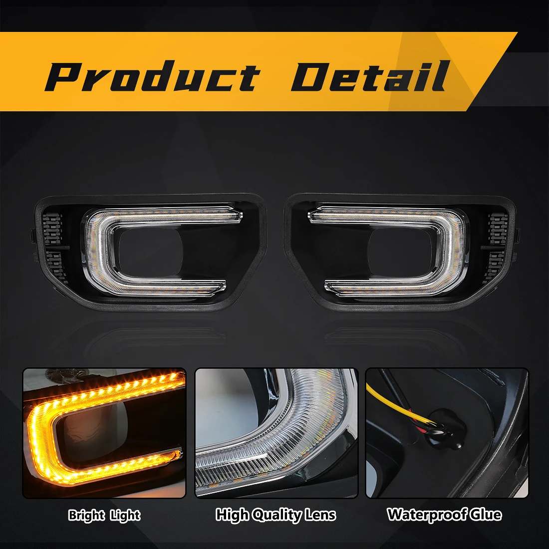 Car LED Daytime Running Light For Ford Ranger T9 XL XLT SPORT Platinum For Ford Ranger Wildtrak 2022 2023 Turn Signal Fog Lamp