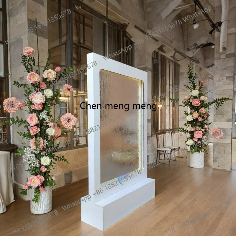Customization.New Design Wedding Glass Waterfall with Warm White Led Light Wall for Restaurant Partition