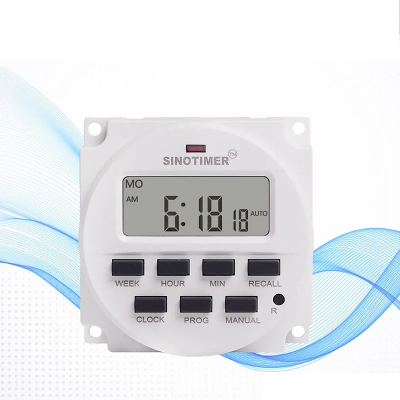 SINOTIMER 15.98 Inch LCD Digital Timer 12V DC 7 Days Programmable Time Switch TM618N-4