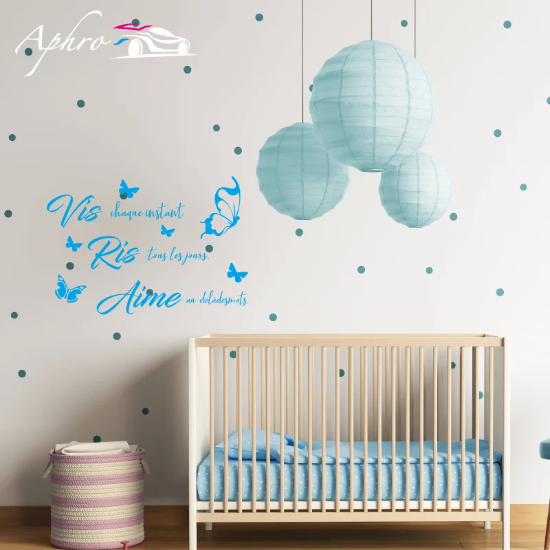 Vis Ris Aime Wall Sticker French Quote Wall Decal Art Vinyl Butterflies Decoration Living Room Bedroom Murals Poster