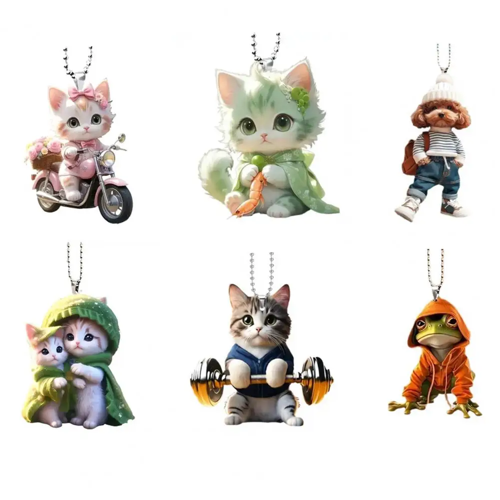 

Unique Cat Decor Cat Pendant Decoration Cute Cat Hanging Ornament for Car Rearview Mirror with Lanyard Adorable for Lovers